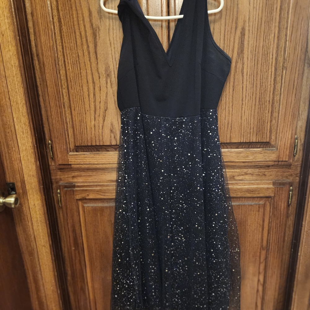 Elegant Navy Glitter Evening Dress